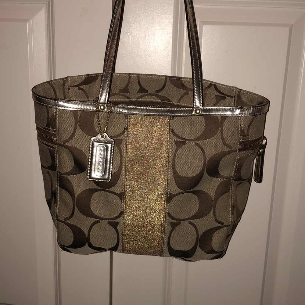 Coach signature collection brown and gold tote
